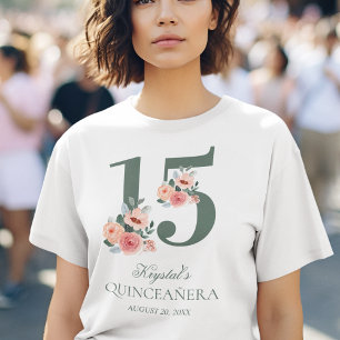 Quinceanera 15-årsfest Rosa Blommig  T Shirt