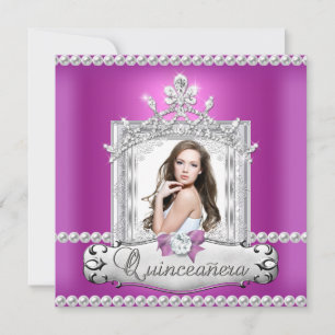 Quinceanera 15-årsfest Rosa Tiara Inbjudningar