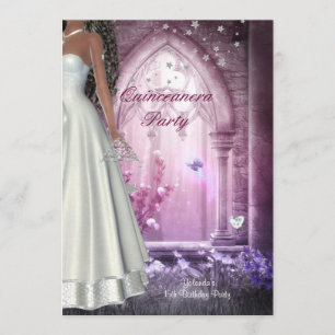 Quinceanera 15-årsfest Rosa Vit Klänning Inbjudningar