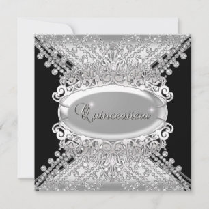 Quinceanera 15-årsfest Svart Vita Diamanter Inbjudningar