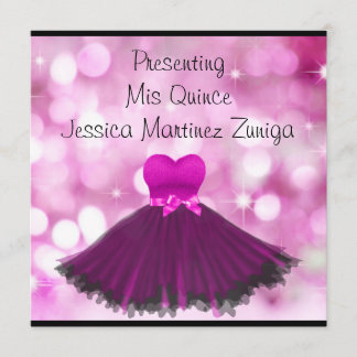 QUINCEANERA 15 Black Rosa Dress Bubbles 2 Inbjudningar