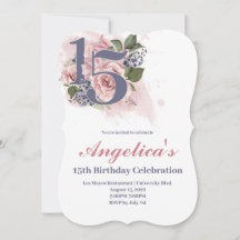 Quinceañera 15:e Chic Blommig Inbjudan
