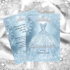 Quinceanera 15:e Cinderella Ice Blue Snowflake Inbjudningar