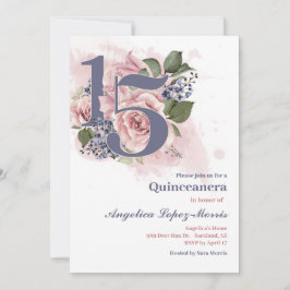 Quinceañera 15:e Elegant Blommig Inbjudningar