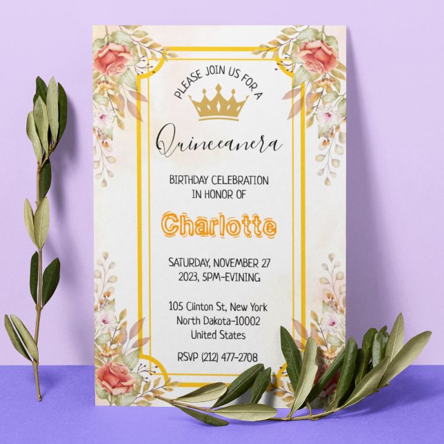 Quinceanera 15:e födelsedagen för spanska flickor inbjudningar (Skapare uppladdad)
