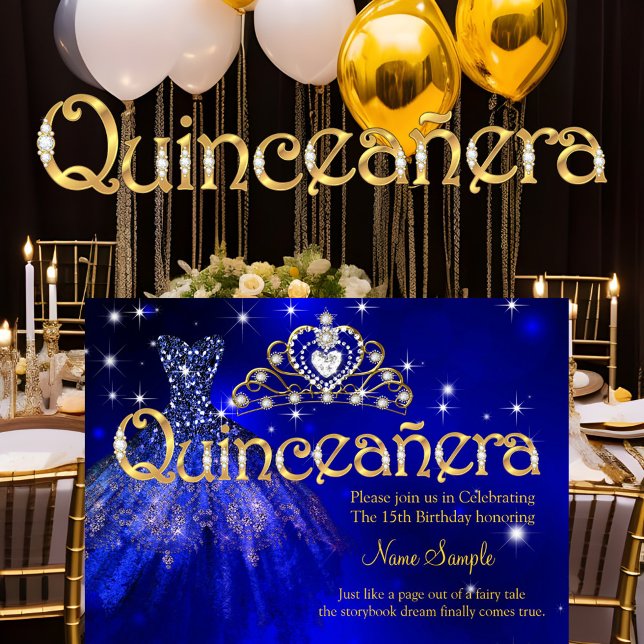 Quinceanera 15:e födelsedagen Mörk blått Dress Tia Inbjudningar (Skapare uppladdad)