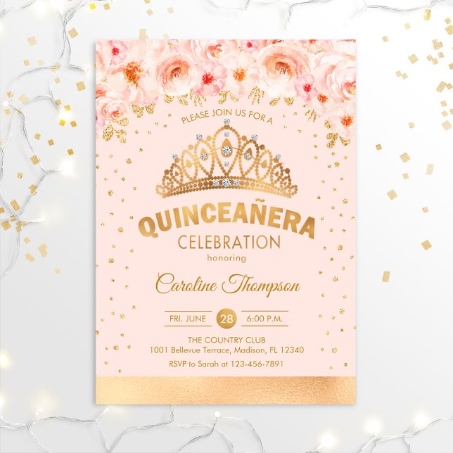 Quinceanera 15:e Födelsedagsfesten - Blommigtens R Inbjudningar (Skapare uppladdad)