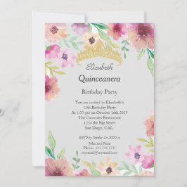 Quinceanera 15:e Födelsedagsfesten Flowers-inbjuda Inbjudningar