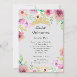 Quinceanera 15:e Födelsedagsfesten Flowers-inbjuda Inbjudningar