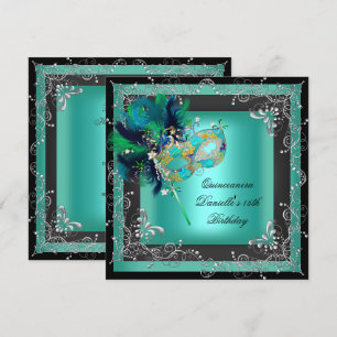 Quinceanera 15:e Födelsedagsfesten Masquad Inbjudningar