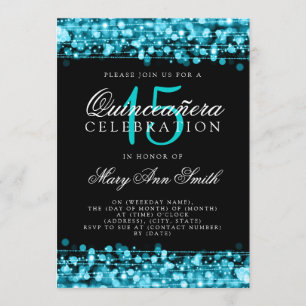 Quinceanera 15:e Födelsedagsfesten Sparkles Turcos Inbjudningar