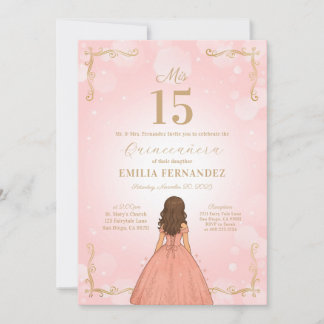 Quinceanera 15:e födelsedagsinbjudan inbjudningar