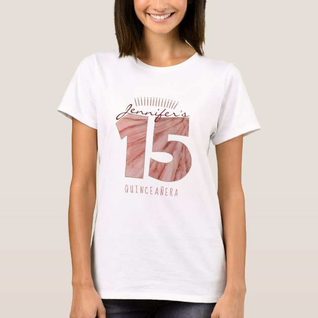 Quinceanera 15:e födelsedagsljus t shirt (Framsida)