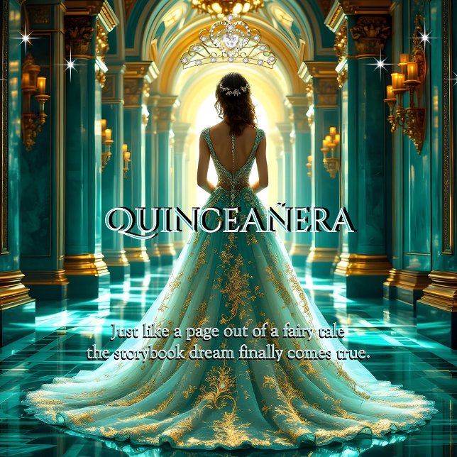 Quinceanera 15:e födelsedagspalatset Aqua Teal Jad Inbjudningar (Skapare uppladdad)