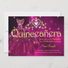 Quinceanera 15:e födelsedagstidningen Plum Rosa Dr Inbjudningar
