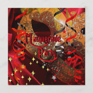 Quinceanera 15:e maskerad Party Red Black Mask Inbjudningar