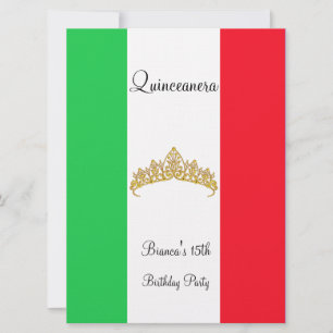 Quinceanera 15:e Mexiko Guldtiara Inbjudningar