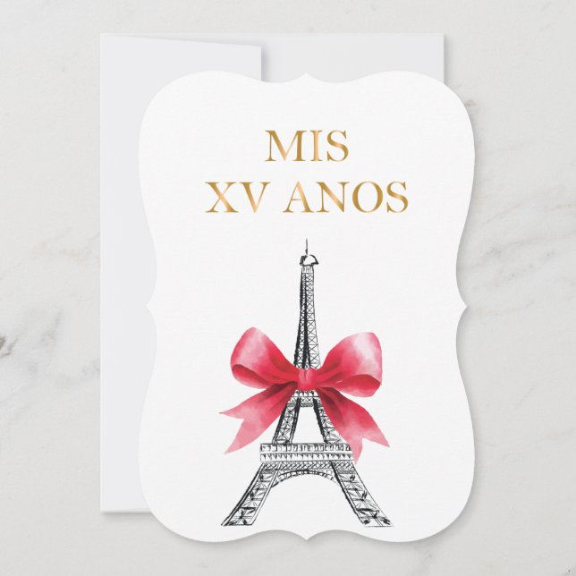 Quinceanera 15 Födelsedagsinbjudan ParisFransken Inbjudningar (Baksida)