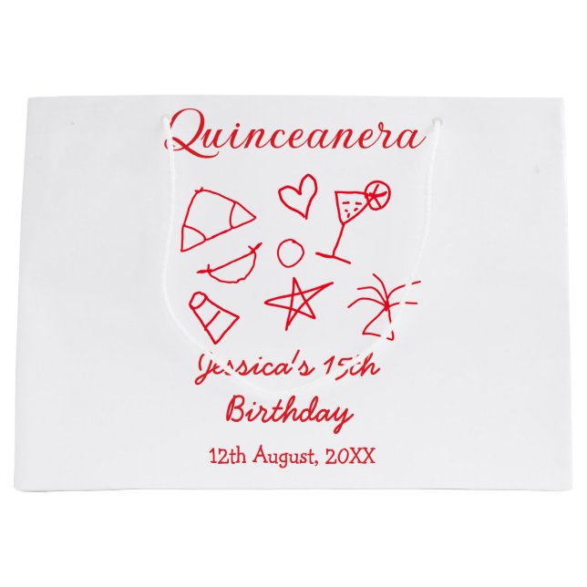 Quinceanera 15th birthday red beach party tree sun (Framsidan)