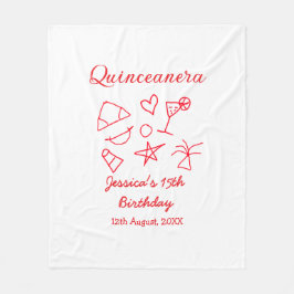 Quinceanera 15th birthday red beach party tree sun fleecefilt