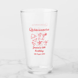 Quinceanera 15th birthday red beach party tree sun glaskopp