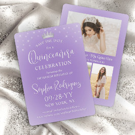 Quinceañera 3 Photo Collage Elegant Lilac Purple Spara Datumet