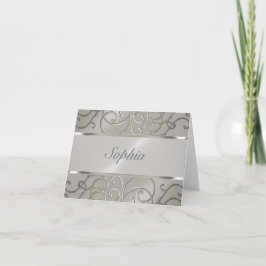 Quinceanera All Silver Filigree Swirls Anteckningskort