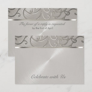 Quinceanera All Silver Filigree Swirls Inbjudningar