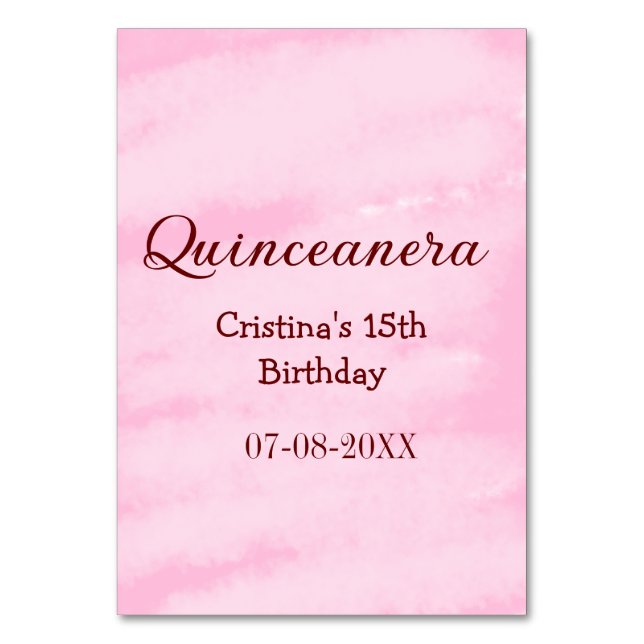 Quinceanera anos 15-årsdag, lägg till namn struktu bordsnummer (Framsidan)