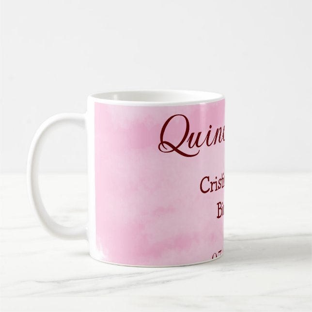 Quinceanera anos 15-årsdag, lägg till namn struktu kaffemugg (Vänster)