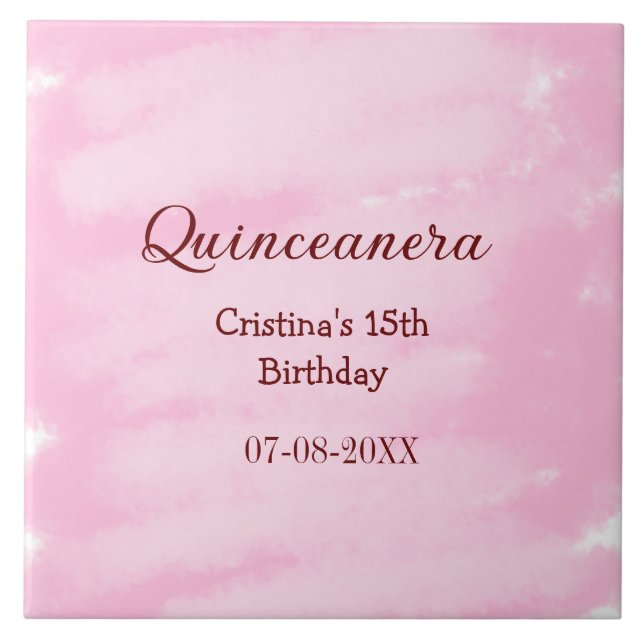 Quinceanera anos 15-årsdag, lägg till namn struktu kakelplatta (Framsidan)