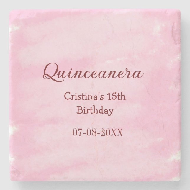 Quinceanera anos 15-årsdag, lägg till namn struktu stenunderlägg (Framsidan)