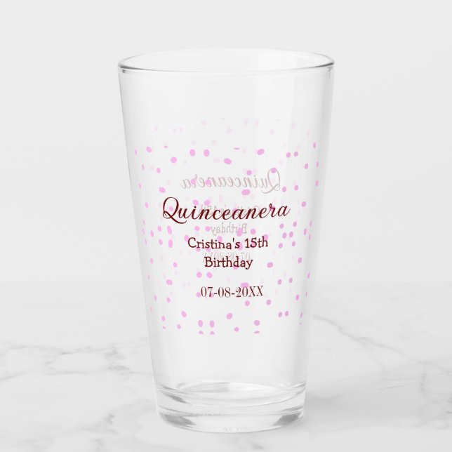 Quinceanera anos 15:e födelsedag lägg till namn ro glaskopp (Framsida)