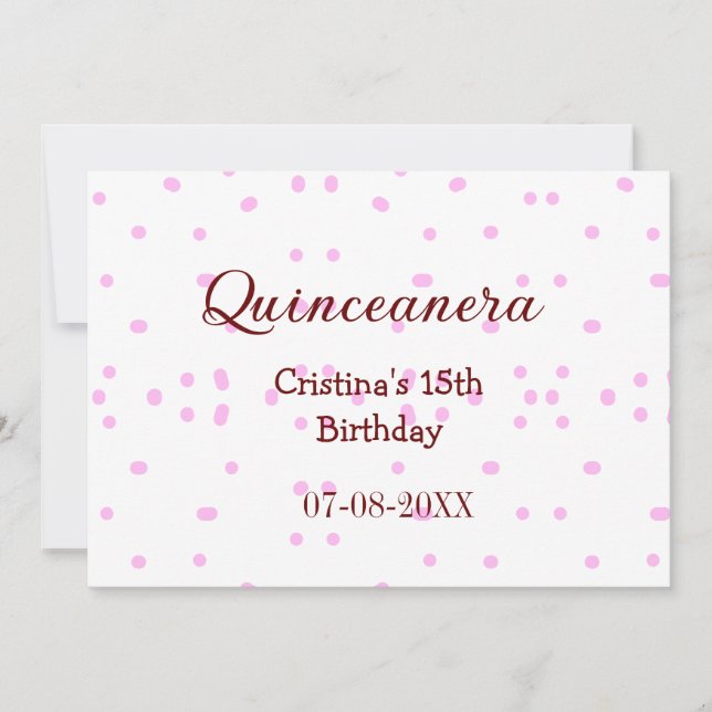 Quinceanera anos 15:e födelsedag lägg till namn ro inbjudningar (Framsida)