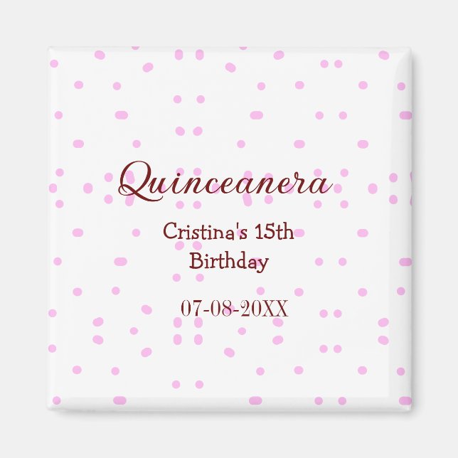 Quinceanera anos 15:e födelsedag lägg till namn ro magnet (Framsidan)
