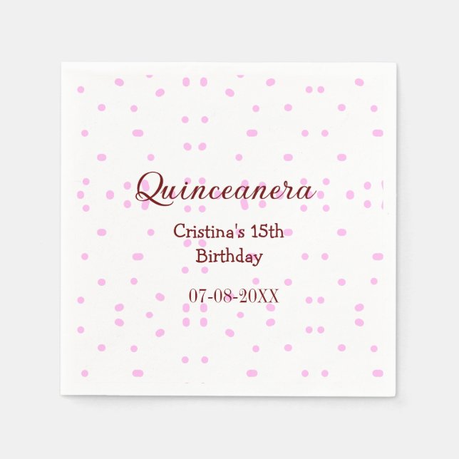 Quinceanera anos 15:e födelsedag lägg till namn ro pappersservett (Framsidan)