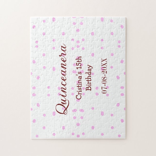 Quinceanera anos 15:e födelsedag lägg till namn ro pussel (Vertikal)