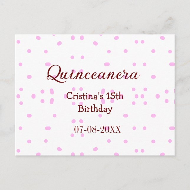Quinceanera anos 15:e födelsedag lägg till namn ro vykort (Framsida)