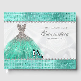 Quinceañera Aqua Diamond Gnistra Glitter Gästböcker