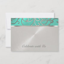 Quinceanera Aqua Grönt och Silver Filigree Swirls