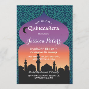 Quinceanera Arabian Nights Födelsedagsfest Inbjuda Inbjudningar