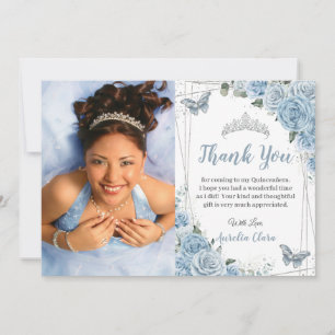 Quinceañera Baby blue Blommigt Butterfly Photo 16: Tack Kort
