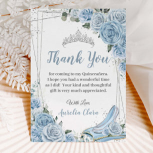 Quinceañera Baby blue Blommigt Söt 16 Cinderella Tack Kort