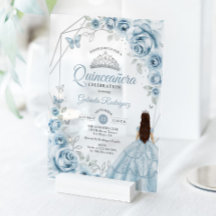 Quinceanera Baby blue Dress Blommigt Silver
