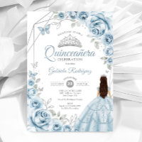 Quinceanera Baby blue Dress Silver Blommigt