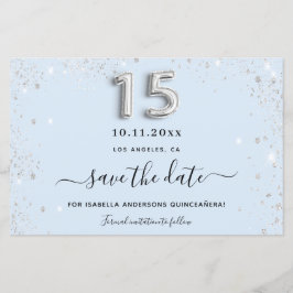 Quinceanera baby blue silver glitter sparar datume