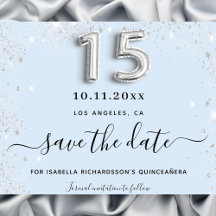 Quinceanera baby blue silver glitter sparar datume