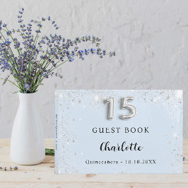 Quinceanera baby blue silver-miniatyrdiagram gästböcker