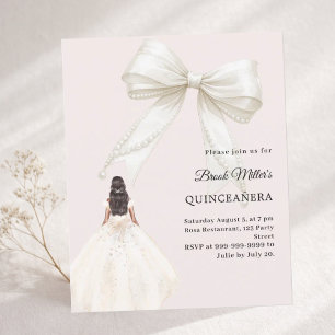 Quinceanera båge elfenbensvit klänning rosafärgad