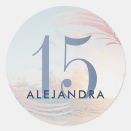 Quinceañera Beach 15:e födelsedag Runt Klistermärke